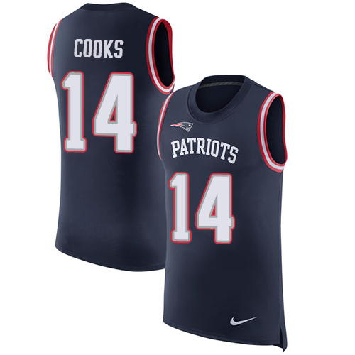 Nike Patriots #14 Brandin Cooks Navy Blue Team Color Men's Stitched NFL Limited Rush Tank Top Jersey
